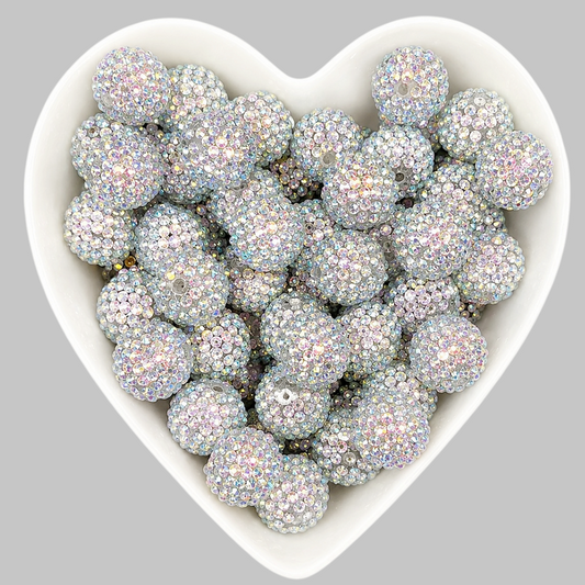 20mm Silver AB Rhinestone Acrylic Bead