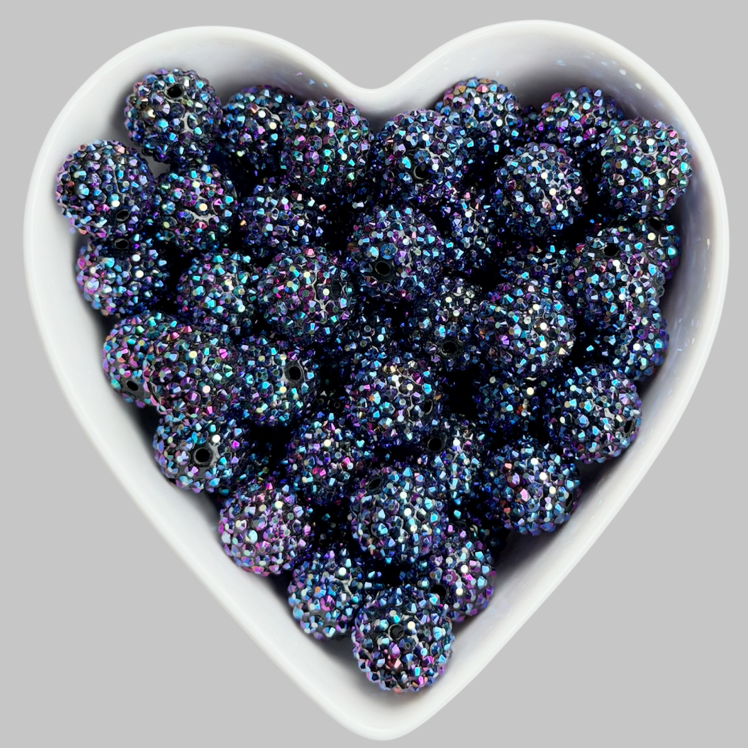 20mm Indigo Rhinestone Acrylic Bead