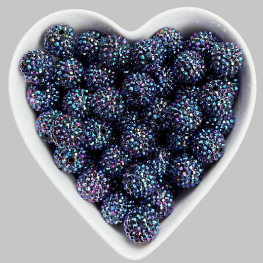 20mm Indigo Rhinestone Acrylic Bead