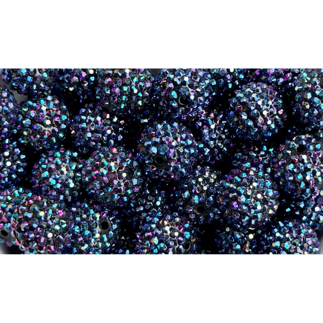 20mm Indigo Rhinestone Acrylic Bead