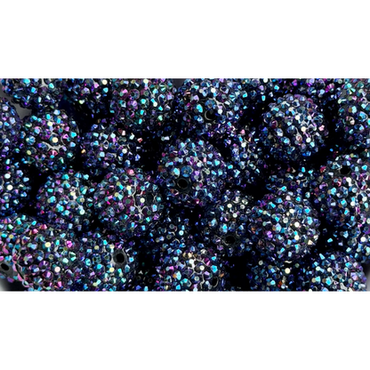 20mm Indigo Rhinestone Acrylic Bead