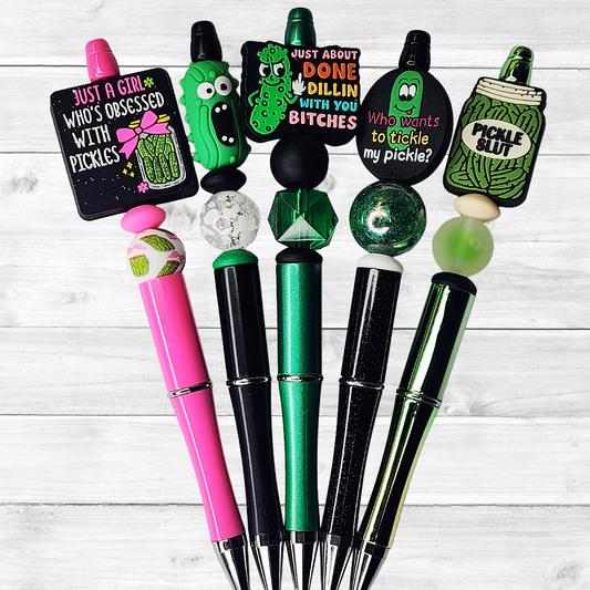 2T Funny Pickle Beaded Pens