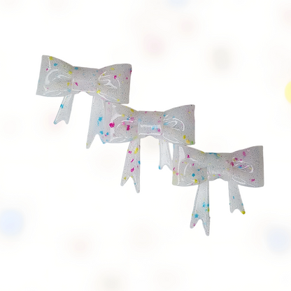 Rainbow Confetti Bow Straw Topper/Focal