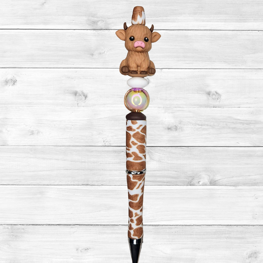 3D Highland Cow Beaded Pen