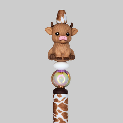 3D Highland Cow Beaded Pen