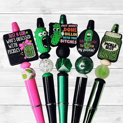 2T Funny Pickle Beaded Pens