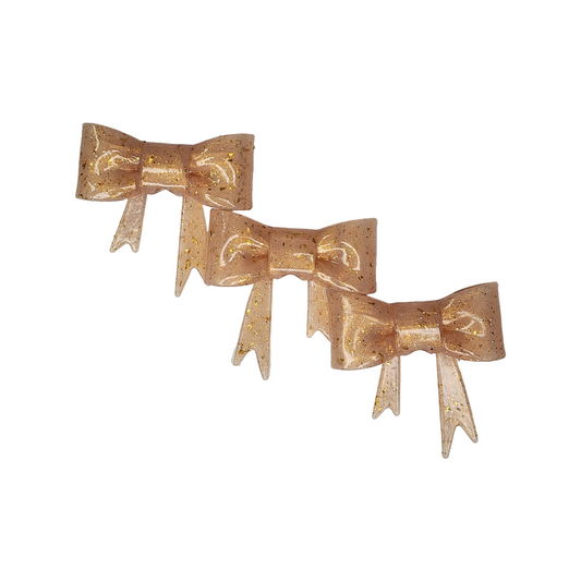 Gold Glitter Bow Straw Topper/Focal