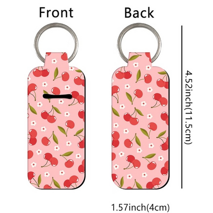 Cherry Strawberry Pattern Chapstick Holder Keychains