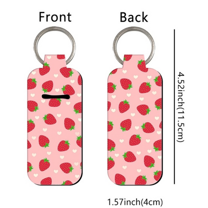 Cherry Strawberry Pattern Chapstick Holder Keychains