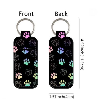Paw Pattern Chapstick Holder Keychains