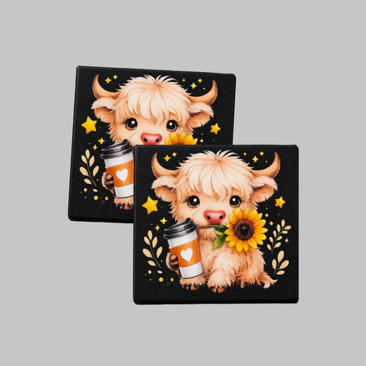 Highland Cow Sunflower & Coffee Focal Bead