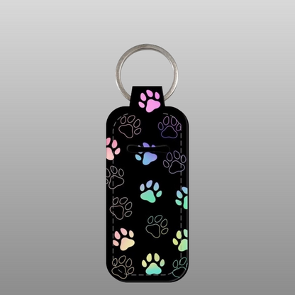 Paw Pattern Chapstick Holder Keychains