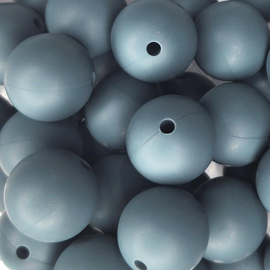 15mm Grey Silicone Beads