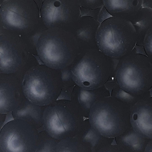 15mm Black Silicone Beads