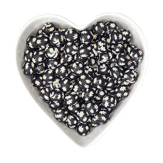 15mm Daisy Printed Silicone Beads