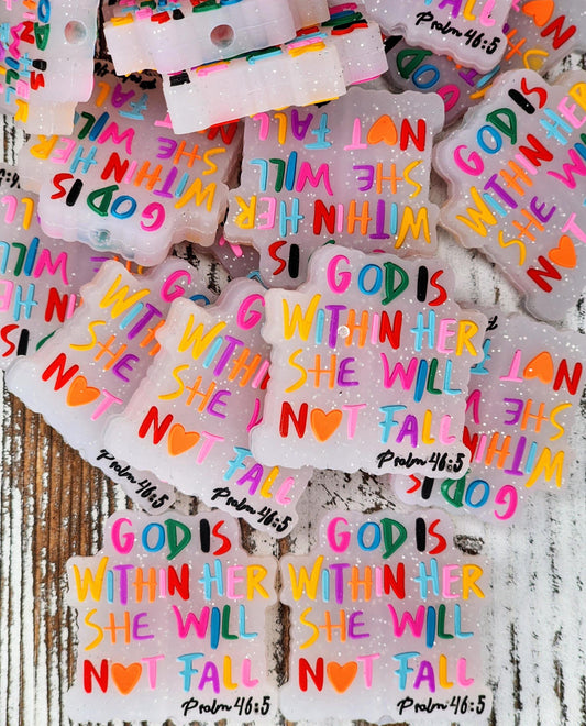 God is Within Her She Will Not Fall Focal Bead 36