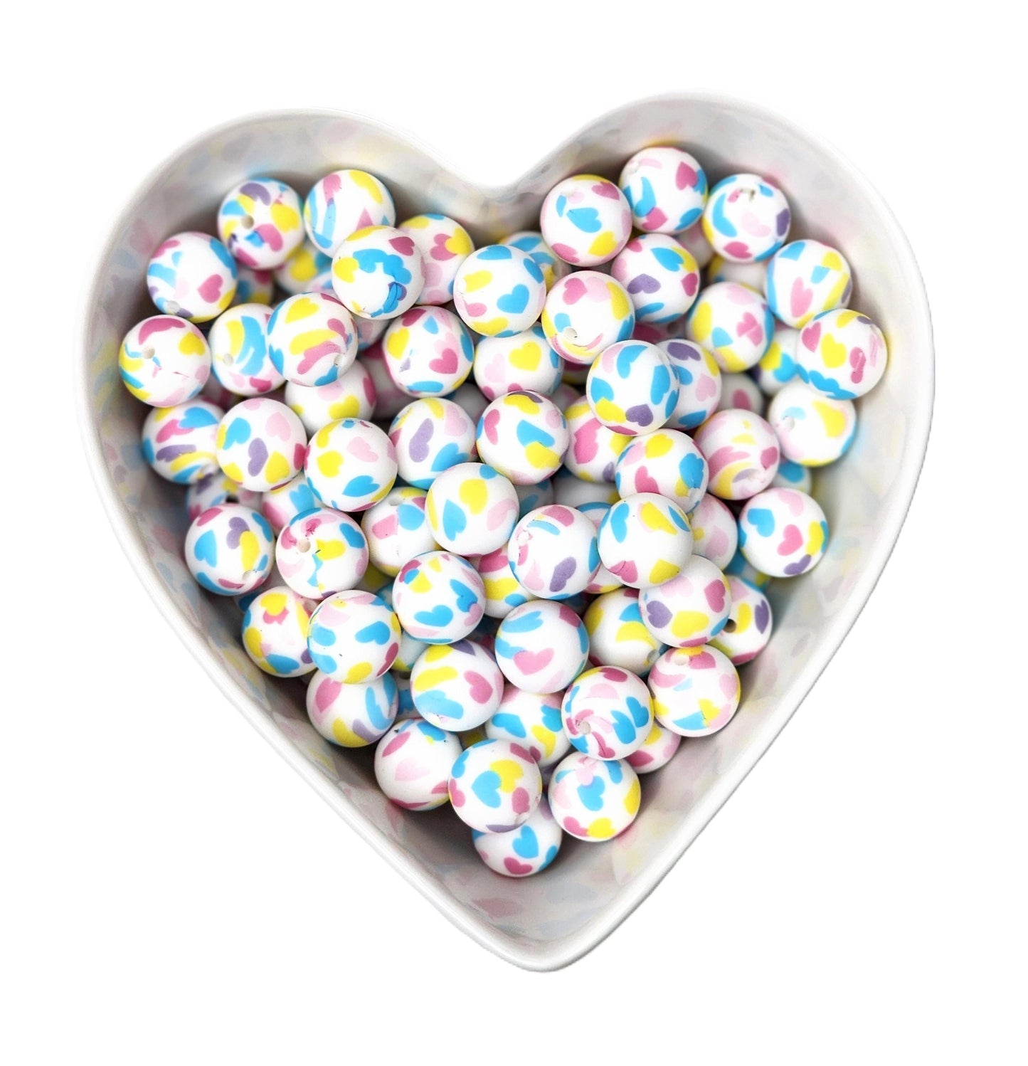 15mm Colored Hearts Silicone Beads