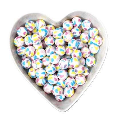 15mm Colored Hearts Silicone Beads