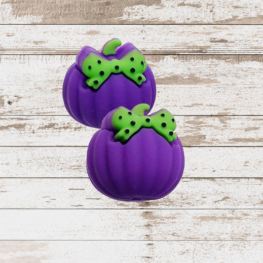 3D Pumpkin with Bow Focal Bead