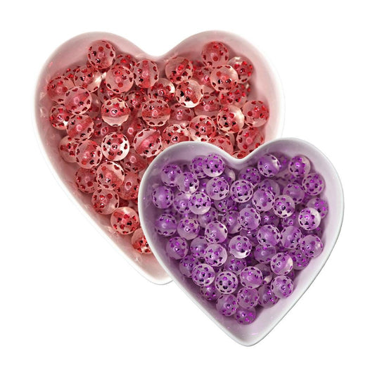 16mm Shiny Color Hearts/Clear Acrylic Beads
