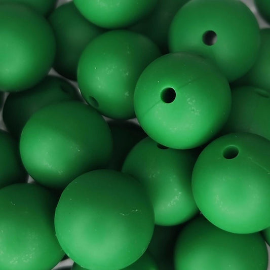 15mm Christmas Green Silicone Beads
