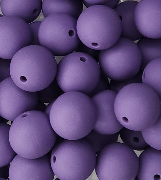 15mm Heather Purple Silicone Beads