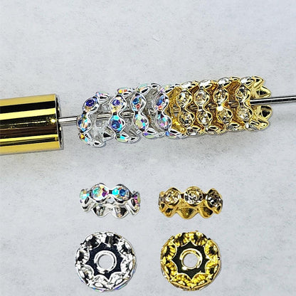12mm Gold Clear and Silver AB Wavy Spacers (10 Pack)