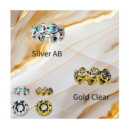 12mm Gold Clear and Silver AB Wavy Spacers (10 Pack)