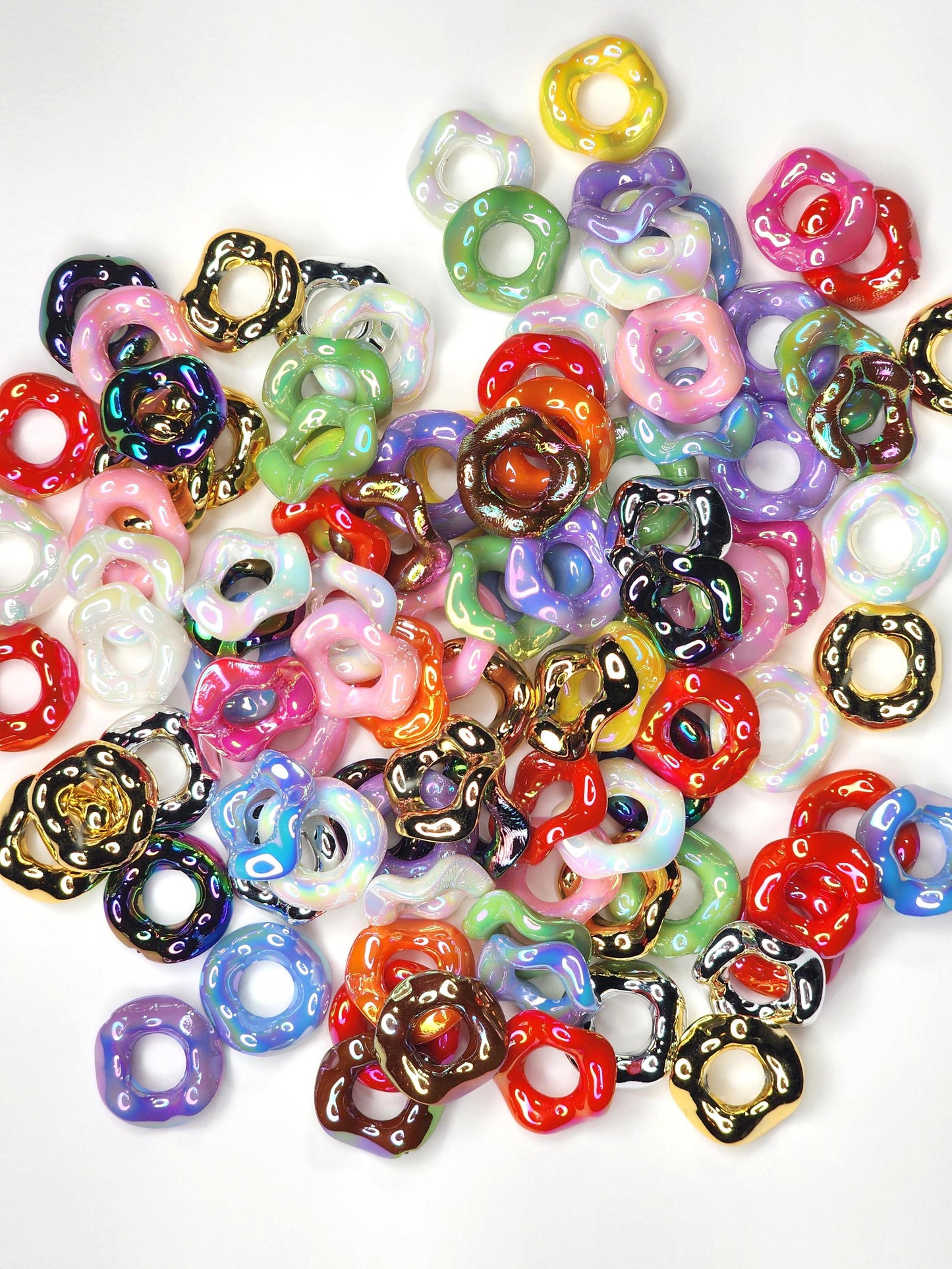 16mm Shiny Wavy Spacers Random Color (20 Pack)