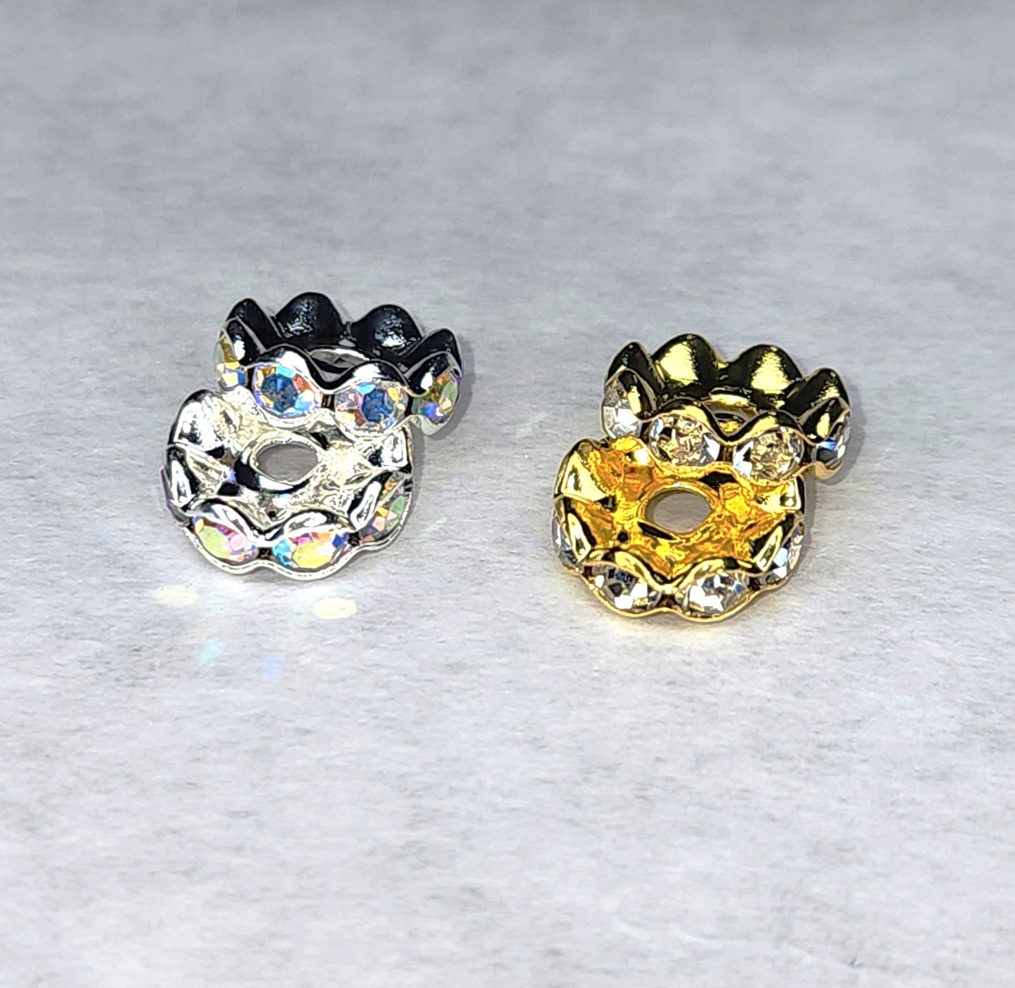 12mm Gold Clear and Silver AB Wavy Spacers (10 Pack)