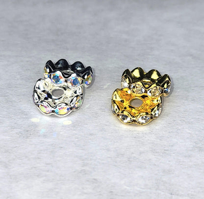 12mm Gold Clear and Silver AB Wavy Spacers (10 Pack)