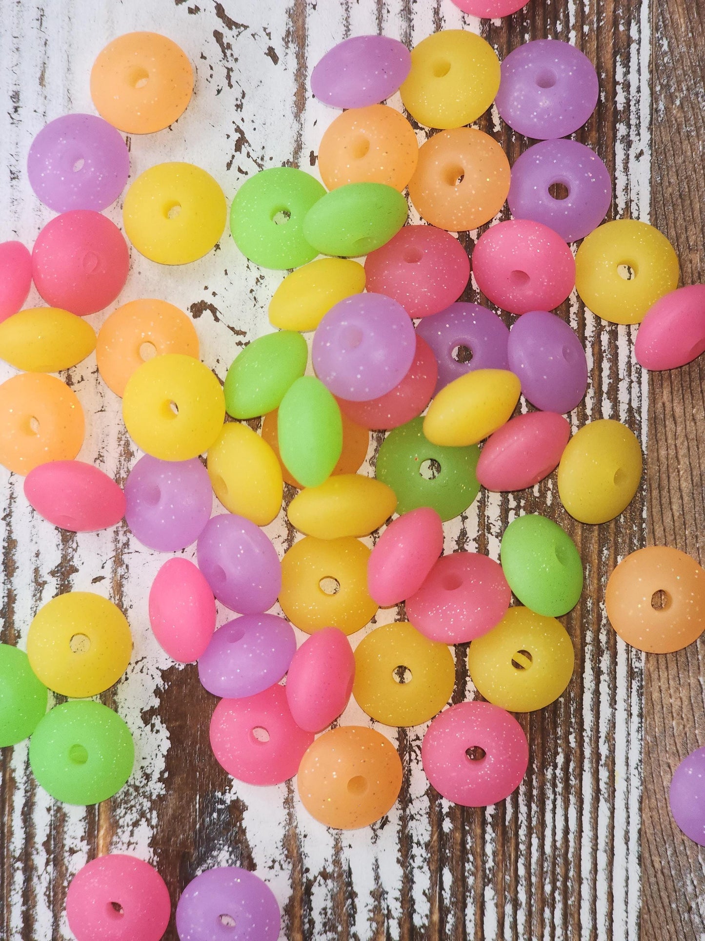 12mm Neon Glitter Lentil Mix (20 Pack)