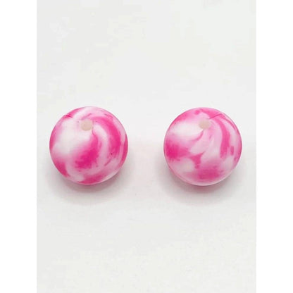 15mm Pink Tie Dye Silicone Beads