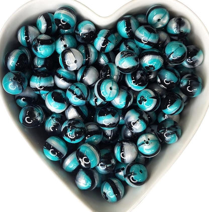 15mm Twilight Glossy Swirl Beads