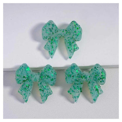3D Green and Red Glitter Bow Focal Bead