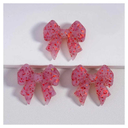 3D Green and Red Glitter Bow Focal Bead
