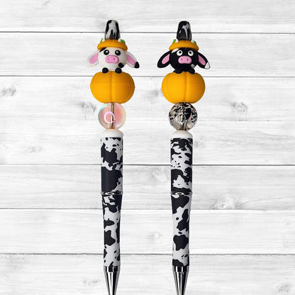 3D Cow in Pumpkin Beaded Pen