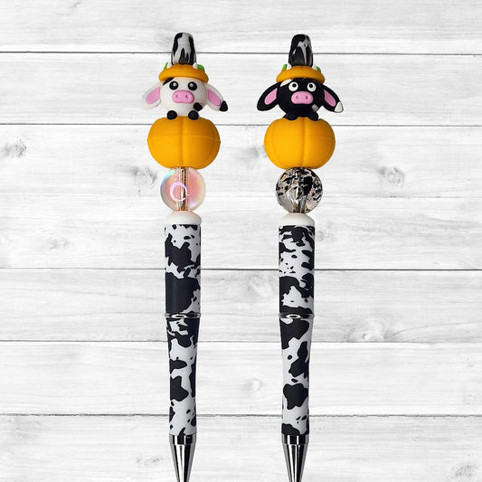 3D Cow in Pumpkin Beaded Pen