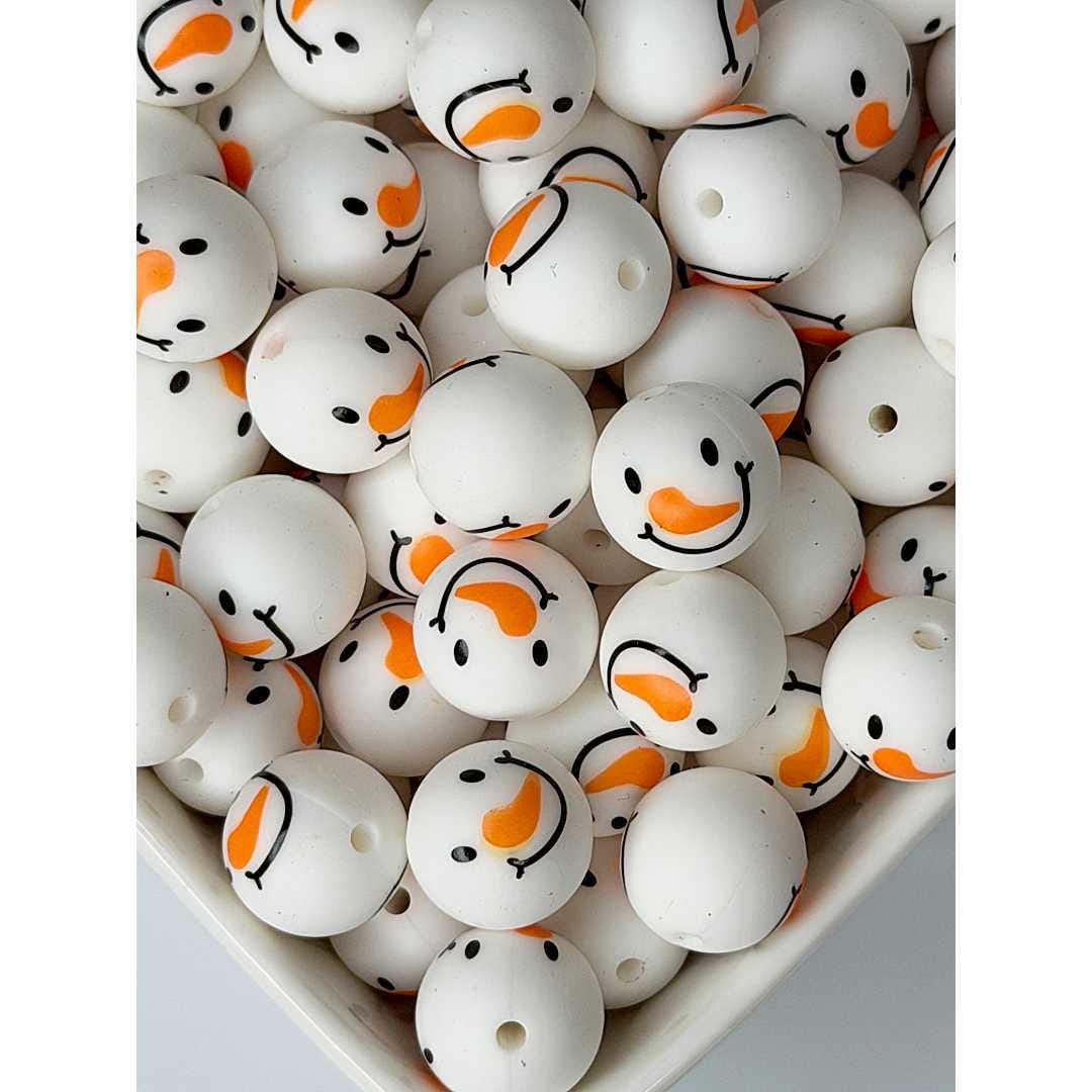 15mm Snowman Face Silicone Beads