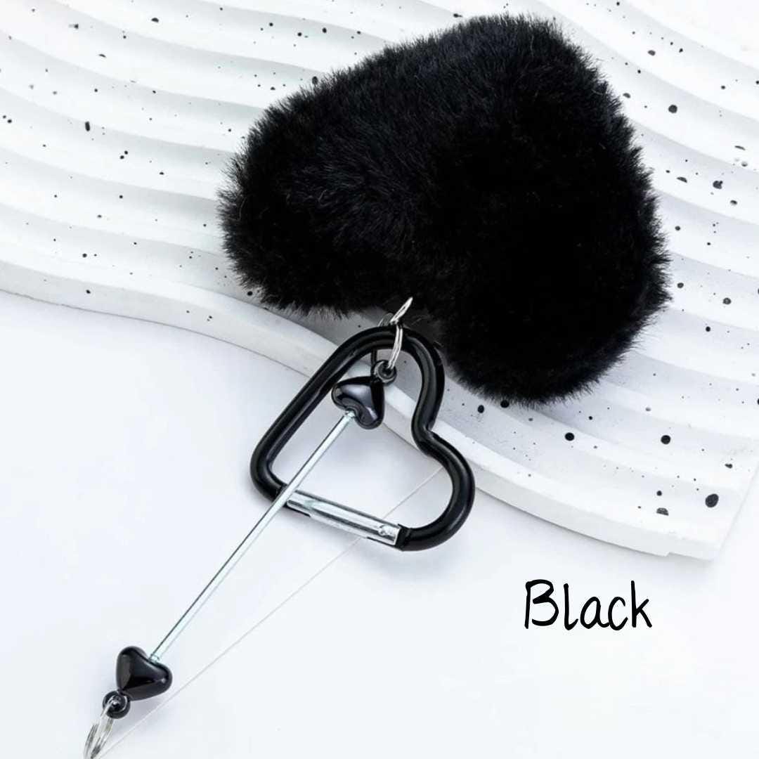 Heart Beadable Keychains w/ Large Pom Pom Heart