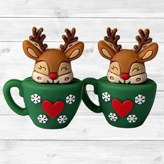 3D Reindeer Christmas Mug Focal Bead