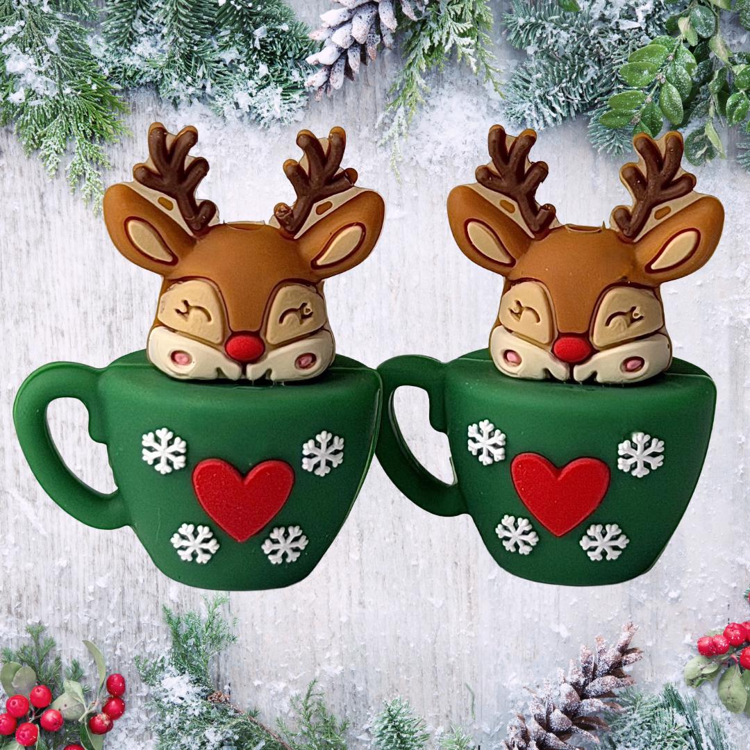 3D Reindeer Christmas Mug Focal Bead