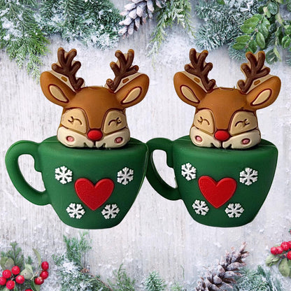 3D Reindeer Christmas Mug Focal Bead