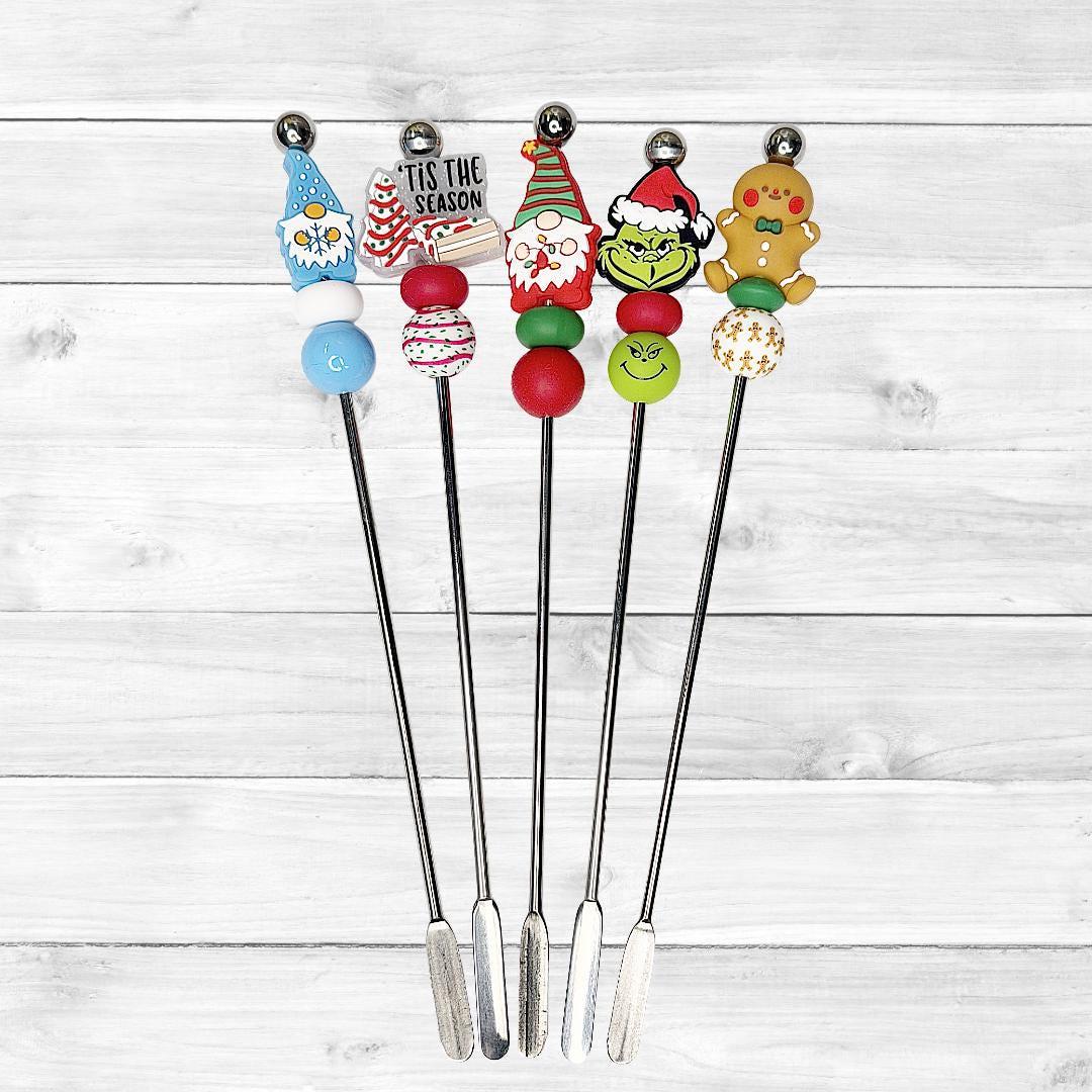 Beaded Christmas Coffee Stir Stick, Gnome Stir Stick, Gingerbread Man Stir Stick, Mug stirrer, Cocktail Stir Stick, Beverage Stirrer