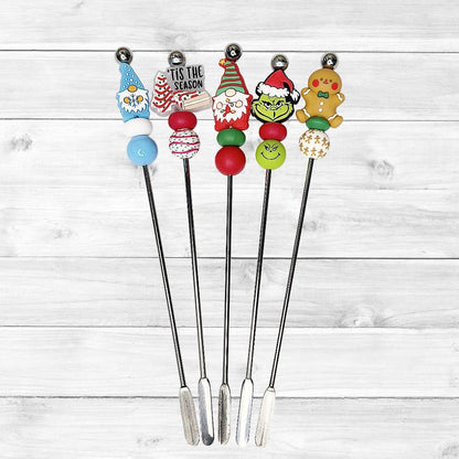 Beaded Christmas Coffee Stir Stick, Gnome Stir Stick, Gingerbread Man Stir Stick, Mug stirrer, Cocktail Stir Stick, Beverage Stirrer