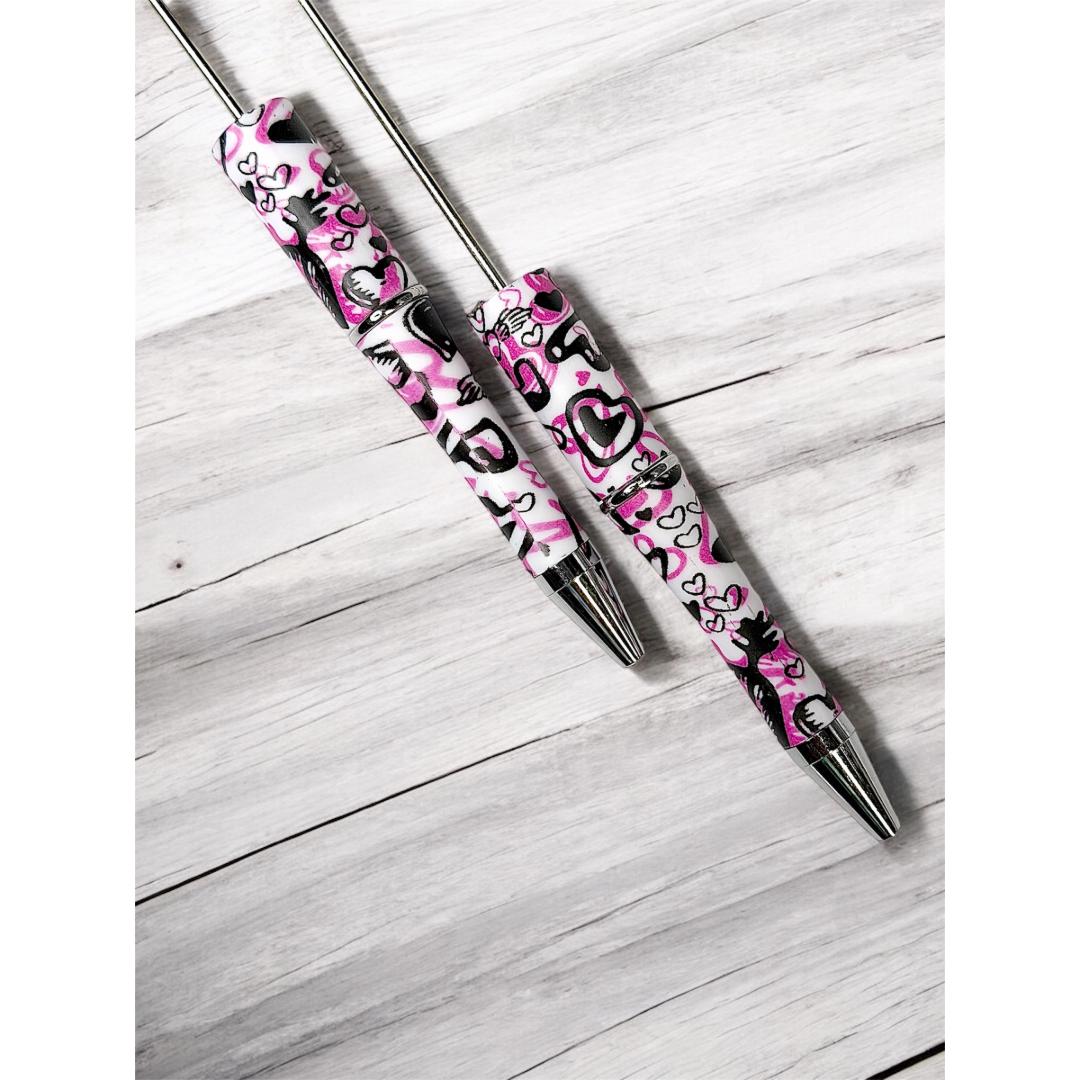 Graffiti Heart Print Beadable Pens