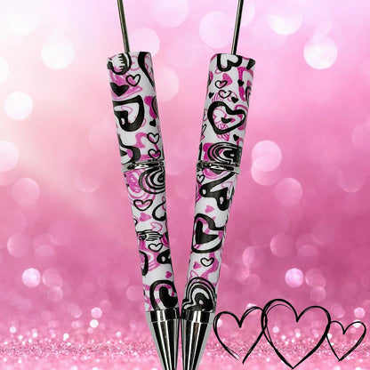 Graffiti Heart Print Beadable Pens