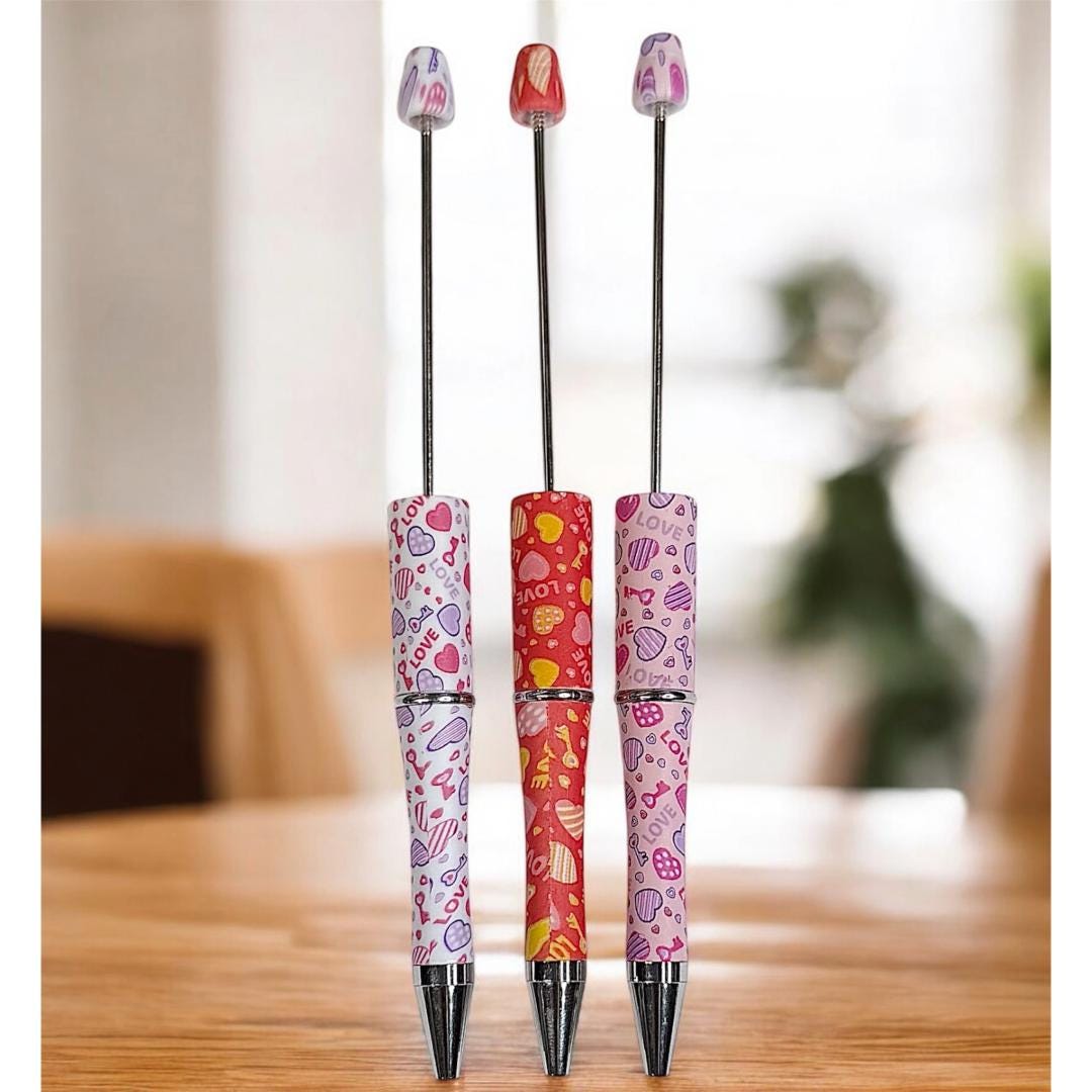 Valentine's Day Print Beadable Pens