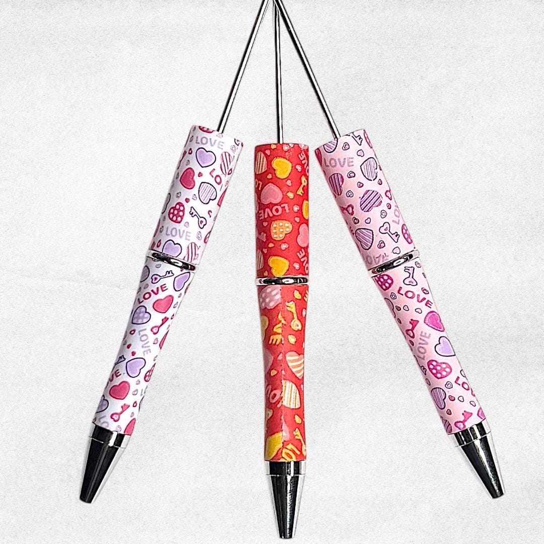 Valentine's Day Print Beadable Pens