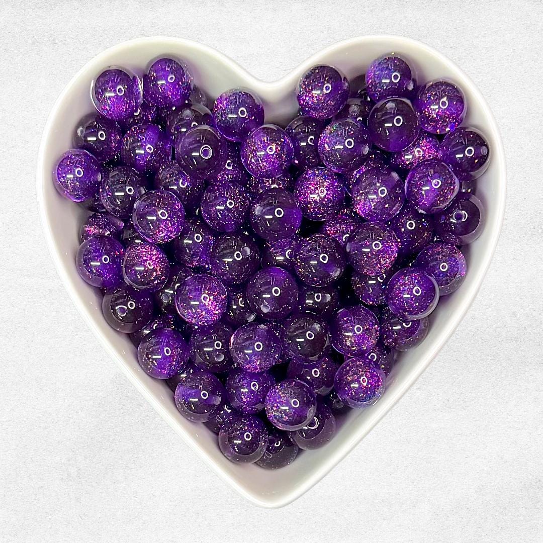 16mm Sugar Plum Glitter Resin Beads